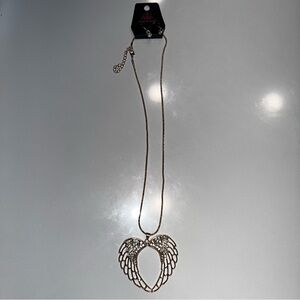 Elegant Gold Angel Wing Necklace and Earring